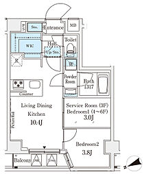 JR山手線 田端駅 徒歩9分の賃貸マンション 6階2LDKの間取り