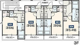 東武伊勢崎線 武里駅 徒歩11分の賃貸アパート 3階1Kの間取り