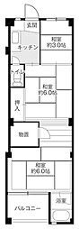 ビレッジハウス大輪1号棟 3Kの間取図画像