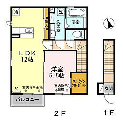 近鉄名古屋線 白子駅 バス7分 三交バス「野田」停下車 徒歩13分の賃貸アパート 2階1LDKの間取り