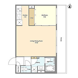 ウェルスクエア初台 4階1LDKの間取り