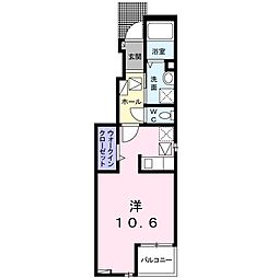 JR東海道本線 岡崎駅 バス13分 赤渋町停下車 徒歩3分の賃貸アパート 1階ワンルームの間取り