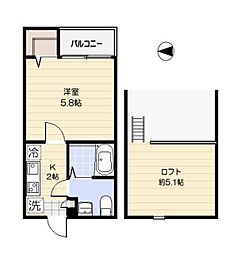 東武伊勢崎線 梅島駅 徒歩7分の賃貸アパート 3階1Kの間取り