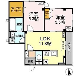 Villa Del Sol V 2階2LDKの間取り