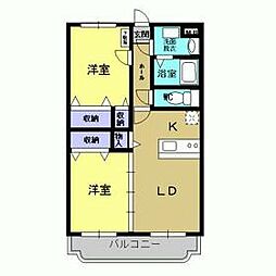 Y&Mシャルム簗瀬 2LDKの間取図画像