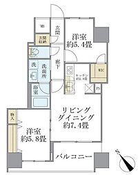 エミリブ東長崎 2LDKの間取図画像