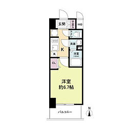 阪急京都本線 淡路駅 徒歩4分の賃貸マンション 10階1Kの間取り