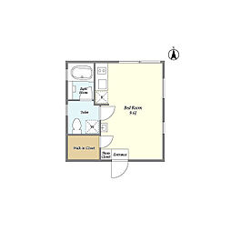 都営大江戸線 麻布十番駅 徒歩3分の賃貸マンション 2階ワンルームの間取り