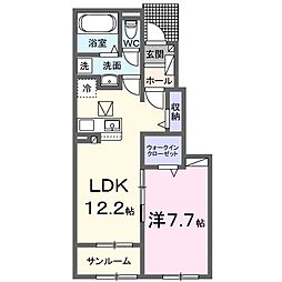 近鉄鈴鹿線 平田町駅 徒歩14分の賃貸アパート 1階1LDKの間取り