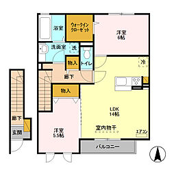 ル・シエルD 2LDKの間取図画像