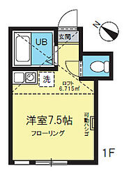 JR京浜東北・根岸線 横浜駅 徒歩22分の賃貸アパート 1階ワンルームの間取り