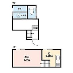 小田急小田原線 東北沢駅 徒歩5分の賃貸マンション 2階1Kの間取り