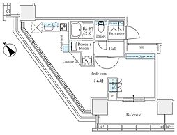 JR山手線 浜松町駅 徒歩5分の賃貸マンション 7階ワンルームの間取り