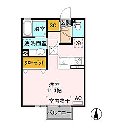 オリビア ワンルームの間取図画像
