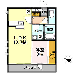 JR京浜東北・根岸線 鶴見駅 徒歩15分の賃貸アパート 3階1LDKの間取り