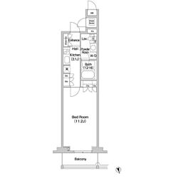 東京メトロ副都心線 北参道駅 徒歩3分の賃貸マンション 4階1Kの間取り