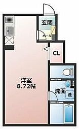 ＣＨＥＬＳＥＡ日野 104 1階ワンルームの間取り