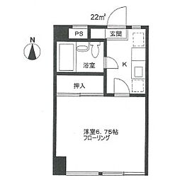 小田急小田原線 豪徳寺駅 徒歩10分の賃貸マンション 3階1Kの間取り