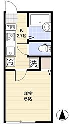 コーポK 1Kの間取図画像