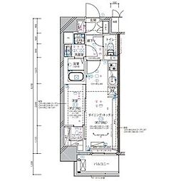 名古屋市営名城線 東別院駅 徒歩9分の賃貸マンション 8階1DKの間取り