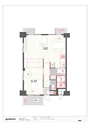 サンフローラ三条大宮 4階1LDKの間取り