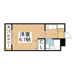 名古屋市営桜通線 御器所駅 徒歩9分の賃貸マンション 5階ワンルームの間取り