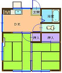 リバーコーポ 1階2Kの間取り