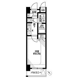プレール・ドゥーク東京ＥＡＳＴIII 9階1Kの間取り