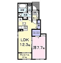 マウント　シティI 1階1LDKの間取り