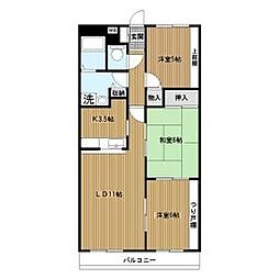 京急本線 上大岡駅 徒歩12分の賃貸マンション 6階3LDKの間取り