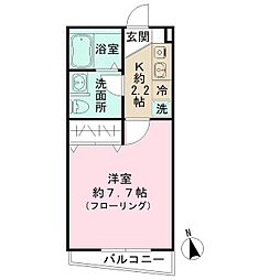 東急田園都市線 駒沢大学駅 徒歩13分の賃貸アパート 2階1Kの間取り