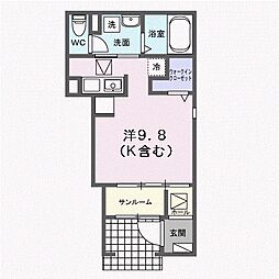 JR筑肥線 波多江駅 徒歩2分の賃貸アパート 1階ワンルームの間取り