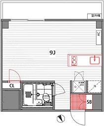 東京メトロ日比谷線 六本木駅 徒歩4分の賃貸マンション 2階ワンルームの間取り