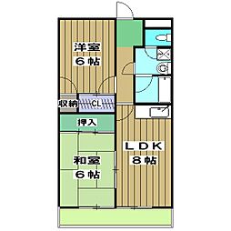 ルシエール川豊 2階2LDKの間取り