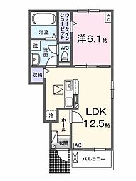 羽島郡笠松町北及アパート 1LDKの間取図画像