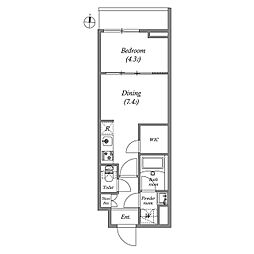 都営新宿線 大島駅 徒歩8分の賃貸マンション 4階1DKの間取り