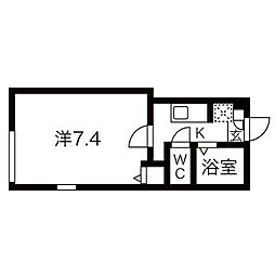 フラシア鶯谷 2階1Kの間取り