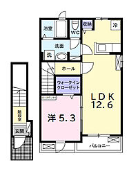 ヒカルサ市原姉ヶ崎ノース 2階1LDKの間取り