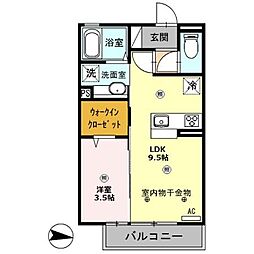 アルチザン 2階1LDKの間取り