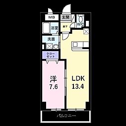 JR鹿児島本線 笹原駅 徒歩24分の賃貸マンション 7階1LDKの間取り