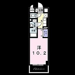 JR鹿児島本線 笹原駅 徒歩24分の賃貸マンション 8階1Kの間取り