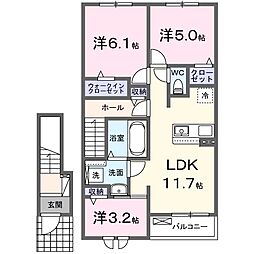 ポルタータ 2階3LDKの間取り