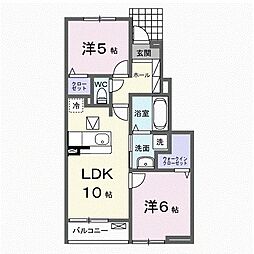 名古屋市営鶴舞線 原駅 徒歩21分の賃貸アパート 1階2LDKの間取り