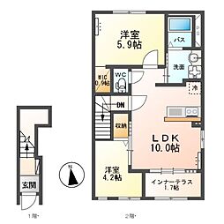 仮)シェルルスターテラス今泉新町 2LDKの間取図画像