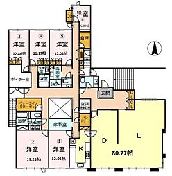 東京メトロ日比谷線 広尾駅 徒歩6分の賃貸マンション 1階6LDKの間取り