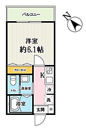 東武東上線 上福岡駅 徒歩8分の賃貸アパート 1階1Kの間取り