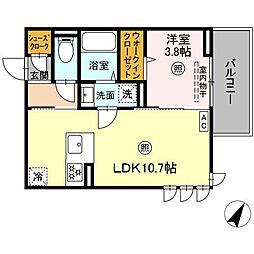 西鉄天神大牟田線 雑餉隈駅 徒歩17分の賃貸アパート 3階1LDKの間取り