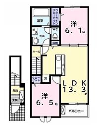 ベイサイドアクアＣ 2階2LDKの間取り