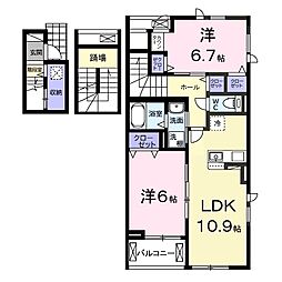 サンリット　ヒル 3階2LDKの間取り