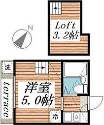 西武池袋線 清瀬駅 徒歩9分の賃貸アパート 1階1Kの間取り